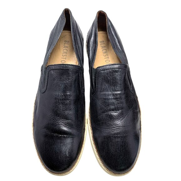 Blackstone SCM-003 Black Leather Minimalist Slip On Sneakers - Picture 7 of 9